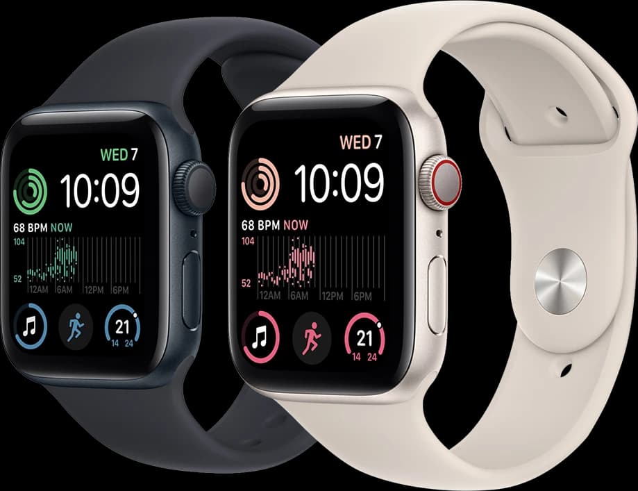 Apple Watch SE (2ª geração), dois tamanhos, de frente